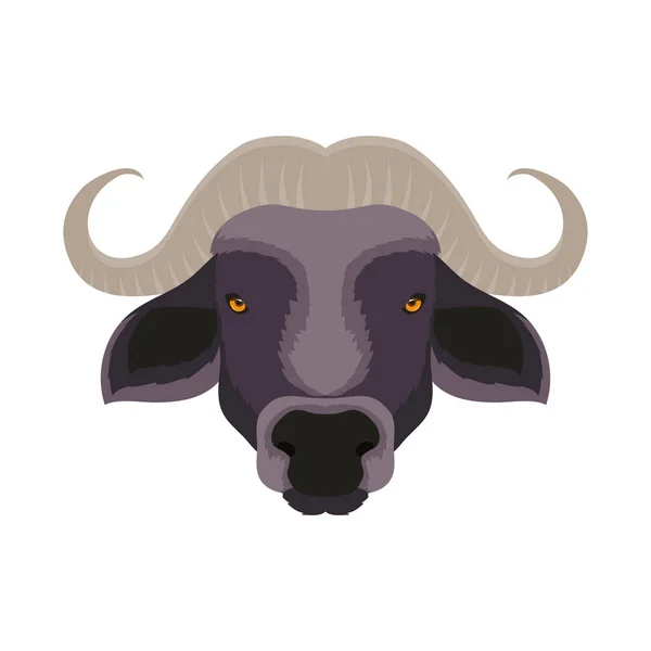 Wild ox animal head fauna character — Stock Vector