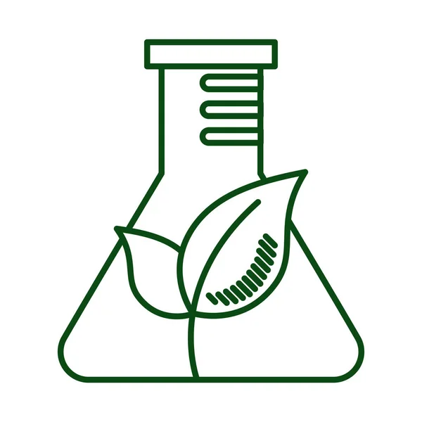 Hojas en tubo prueba ecología línea icono — Vector de stock