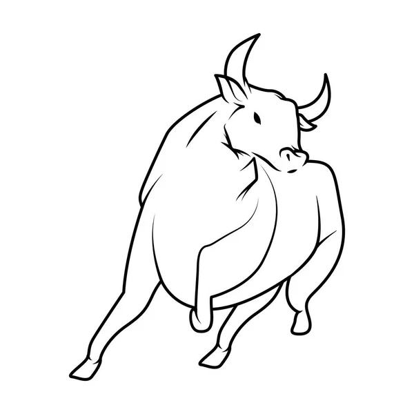Chinesse ano novo ícone de estilo de linha animal boi —  Vetores de Stock
