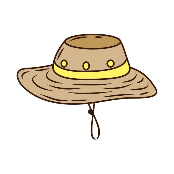 Linha de acessórios de chapéu de safário de acampamento e ícone de estilo de preenchimento — Vetor de Stock