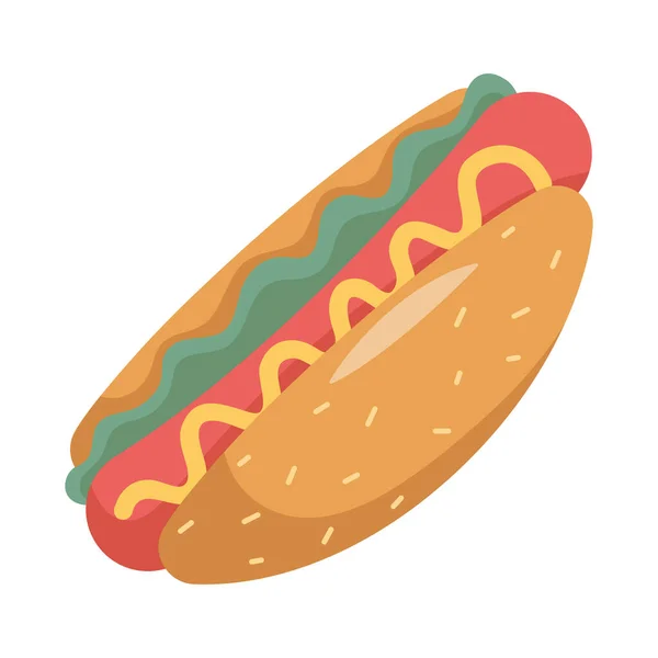 Delicioso ícone de fast food de cachorro quente — Vetor de Stock