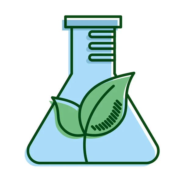 Hojas en la línea de prueba de tubo ecología y el icono de relleno — Archivo Imágenes Vectoriales