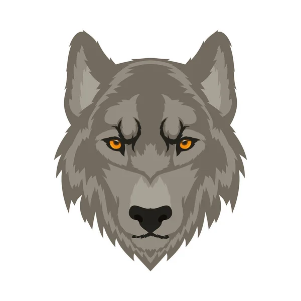 Wild wolf animal head fauna character — Stock Vector