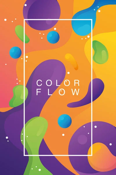 Kleur levendige stroom met rechthoek frame achtergrond template poster — Stockvector
