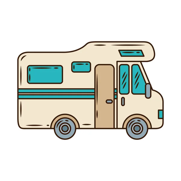 Karavan truck kempování izolované ikony — Stockový vektor