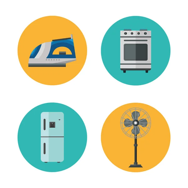 Bundle of four appliances set icons — Stock Vector