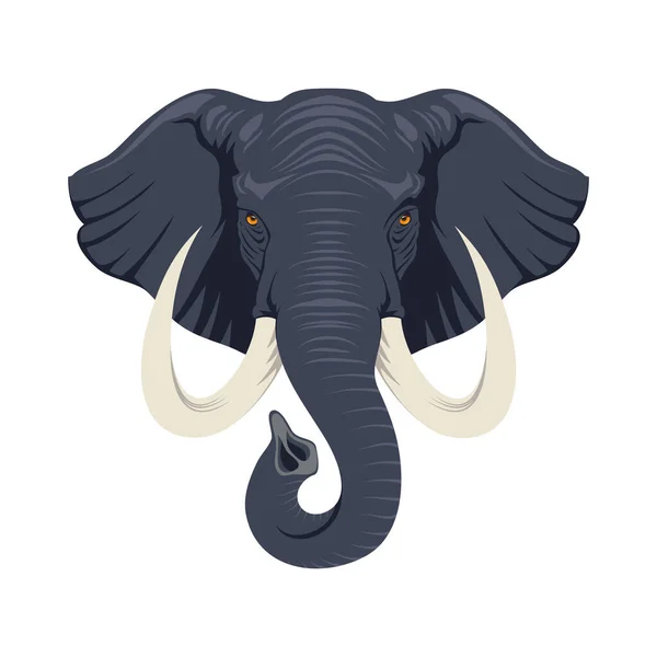 Wilder Elefant Tier Kopf Fauna Charakter — Stockvektor