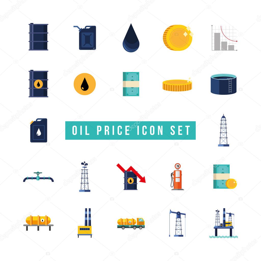 bundle of twenty two oil price set icons