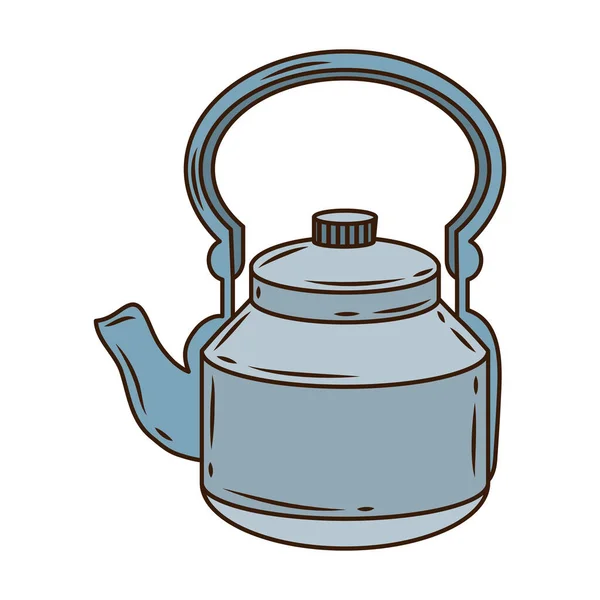 Línea de utensilios de cocina tetera y relleno icono de estilo — Vector de stock