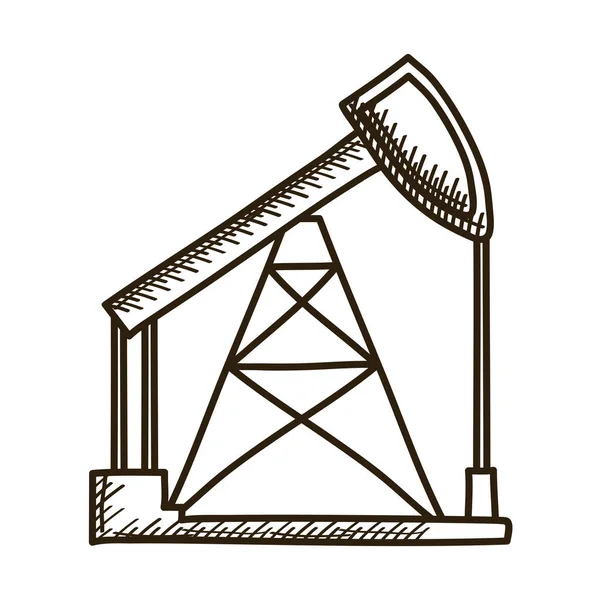 Буровая башня НПЗ икона нефтяного стиля — стоковый вектор