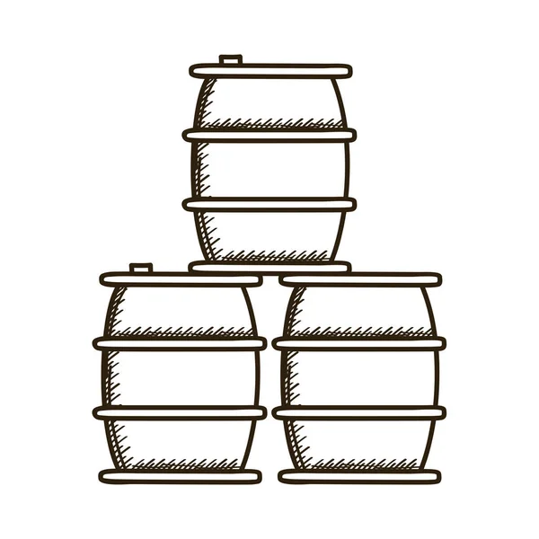 Stapel vaten van olieprijs getrokken stijl pictogram — Stockvector