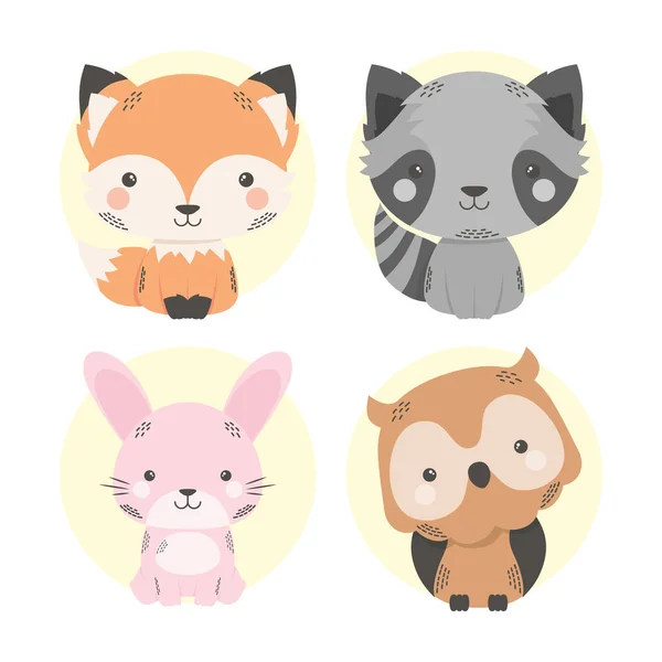 Aranyos négy állat képregény karakterek — Stock Vector