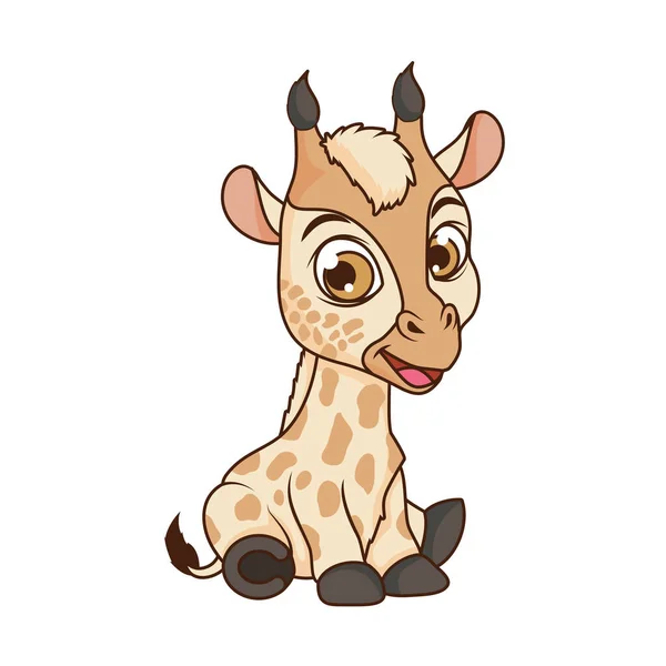 Schattig giraffe baby cartoon karakter — Stockvector