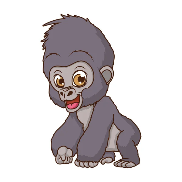 Lindo personaje de dibujos animados gorila — Vector de stock