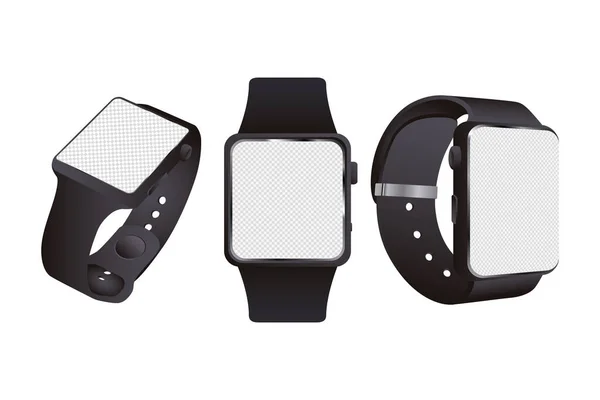 Smartwatches dispositivos de mockup ícones isolados —  Vetores de Stock