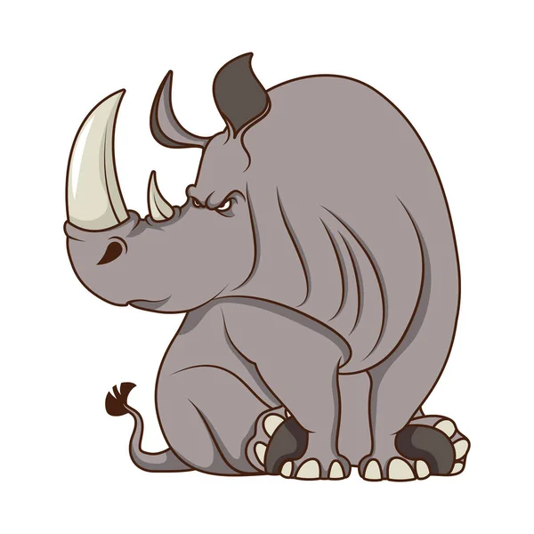 Söt noshörning komisk tecknad karaktär — Stock vektor