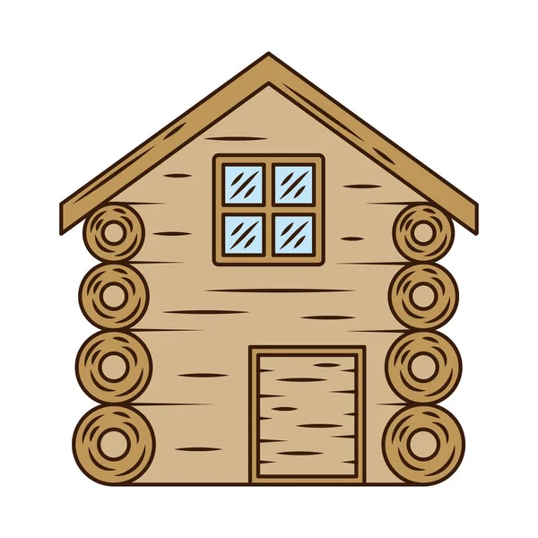 Wooden cabin camping isolated style icon — Stock Vector