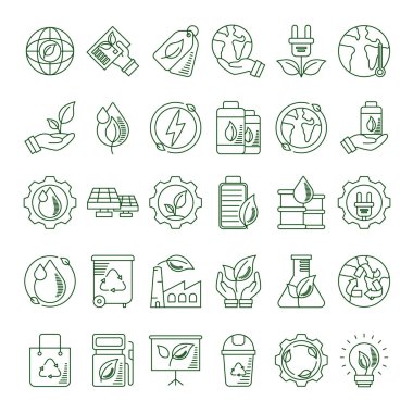 30 eko ve dünya çizgisi biçimindeki simgelerden oluşan deste