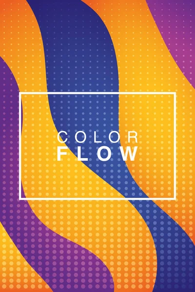 Color vivid flow with rectangle frame background poster — Stock Vector