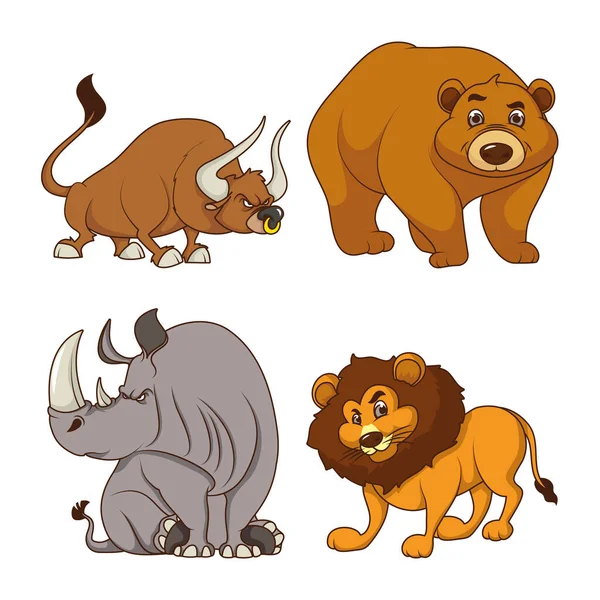 Csoport négy állat képregény karakterek — Stock Vector