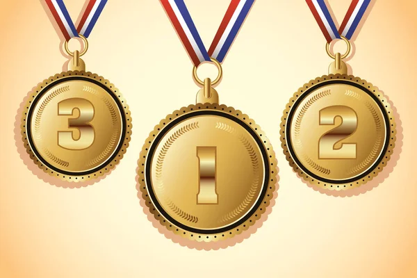 Medaglie d'oro con tre posti icone — Vettoriale Stock
