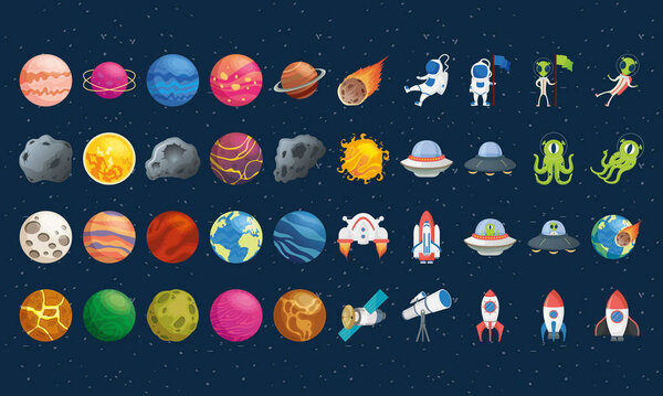 bundle of fourty space set icons
