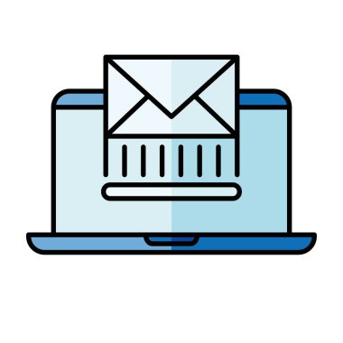 Zarf vektör tasarımlı dijital pazarlama ve dizüstü bilgisayar