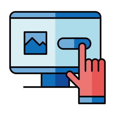 Bilgisayar vektör tasarımlı dijital pazarlama ve imleç