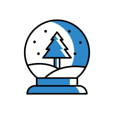 Küre vektör tasarımında Mutlu noeller çam ağacı