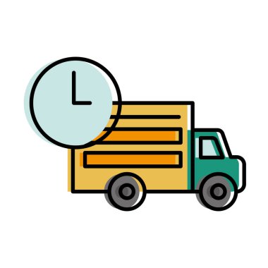 Teslimat kamyonu ve saat vektör tasarımı