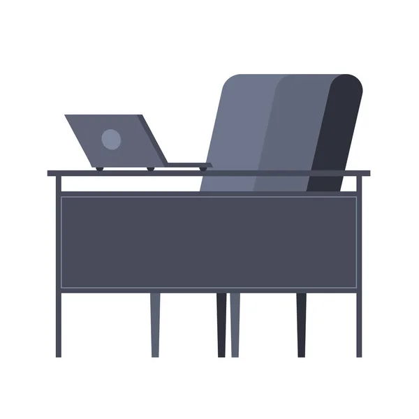 Escritorio de oficina con portátil y silla de diseño vectorial — Archivo Imágenes Vectoriales