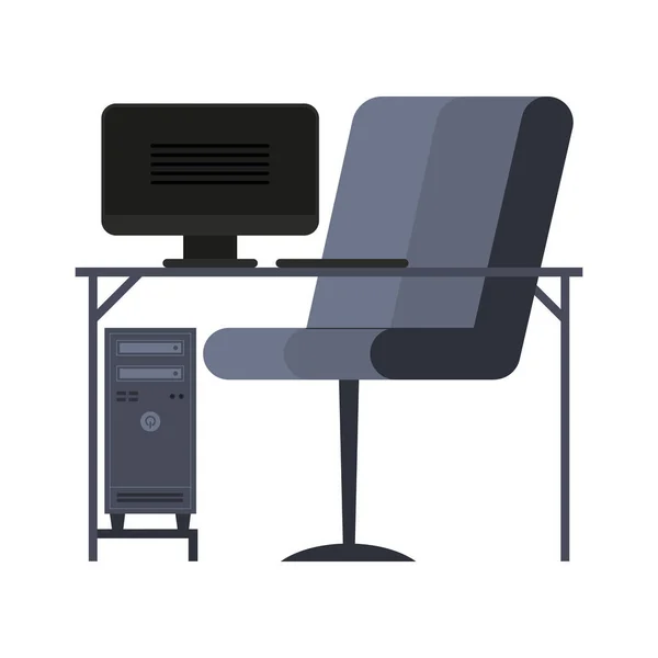 Office desk with computer and chair vector design — Stock Vector