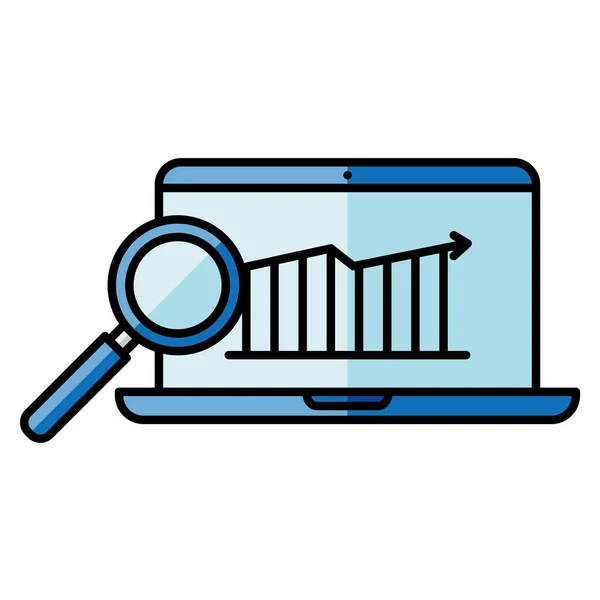 Инфографика цифрового маркетинга в дизайне ноутбука и волчанки — стоковый вектор