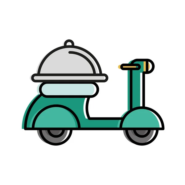 Food delivery platter on motorcycle vector design