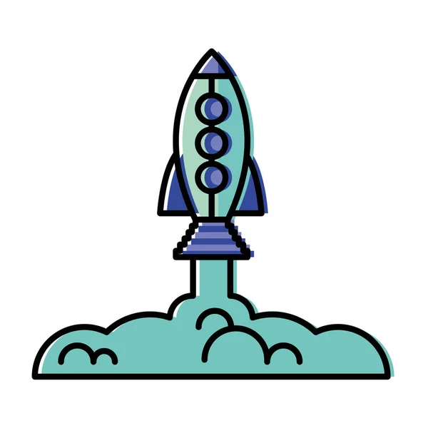 Space rocket with smoke vector design — Stock Vector