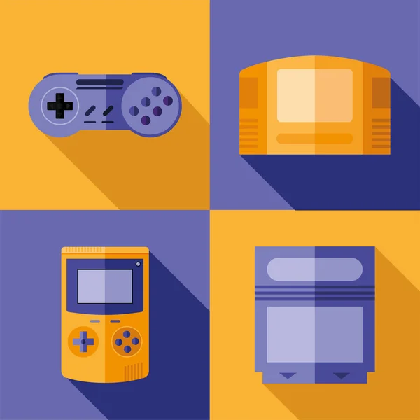 Videojuegos consolas icono colección vector diseño — Archivo Imágenes Vectoriales