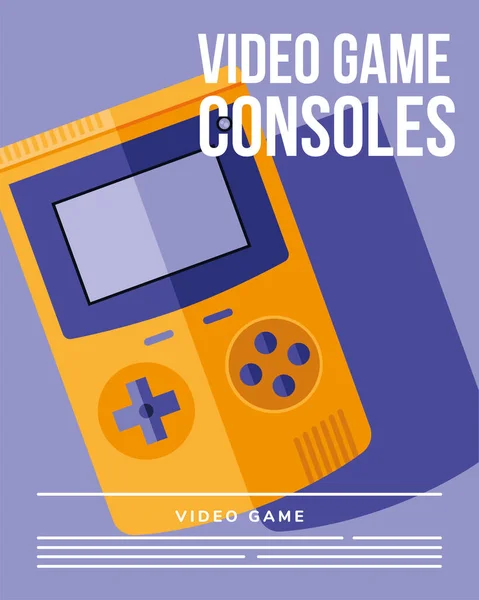 Orange videogame consoles on purple background vector design — Stock Vector