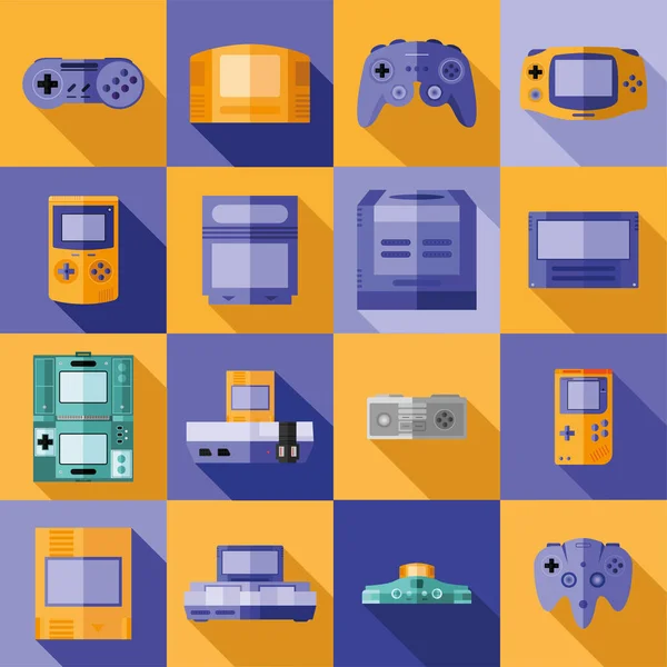 Videojuegos consolas icono paquete vector diseño — Archivo Imágenes Vectoriales