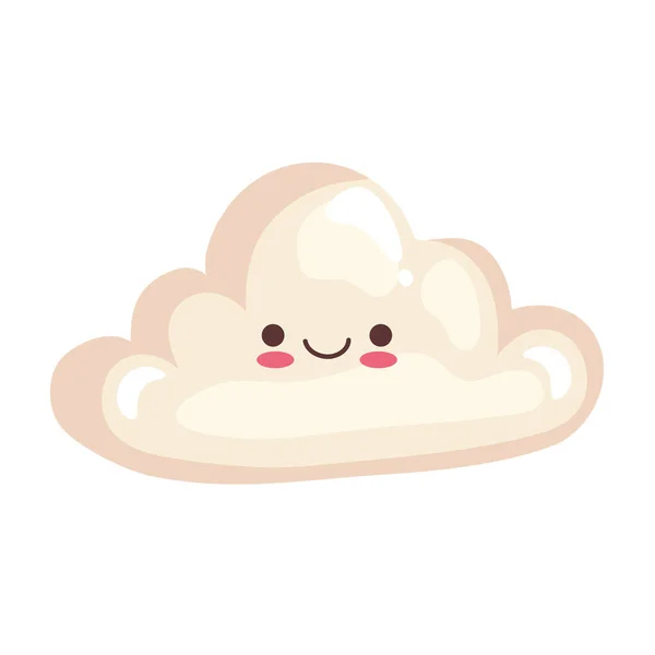 Mignon nuage autocollant kawaii icône de caractère — Image vectorielle