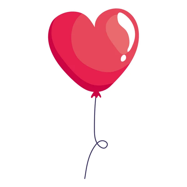 Ballon Helium schwimmend mit Herzform — Stockvektor