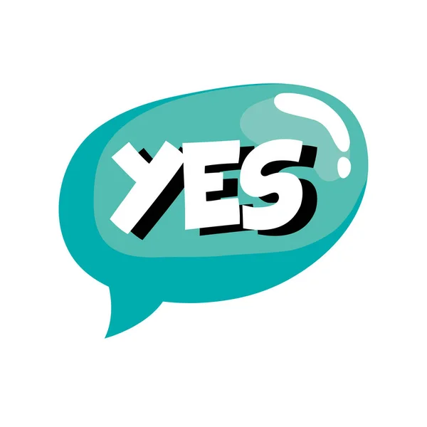 Speech bubble with yes word sticker retro style icon — Stock Vector