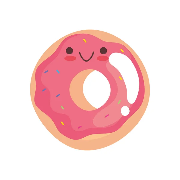 Bonito donut adesivo kawaii personagem ícone —  Vetores de Stock