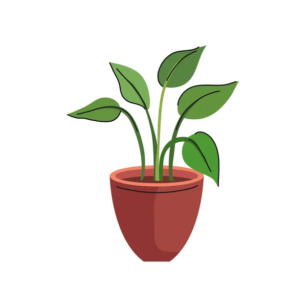 Planta de la casa en maceta de cerámica en color naranja icono — Vector de stock