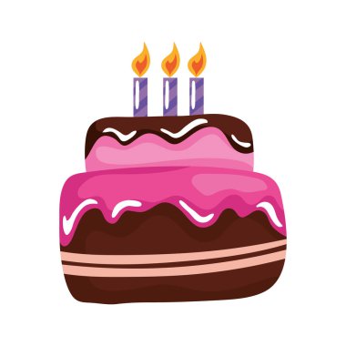 Üç mumlu tatlı pasta doğum günü kutlaması
