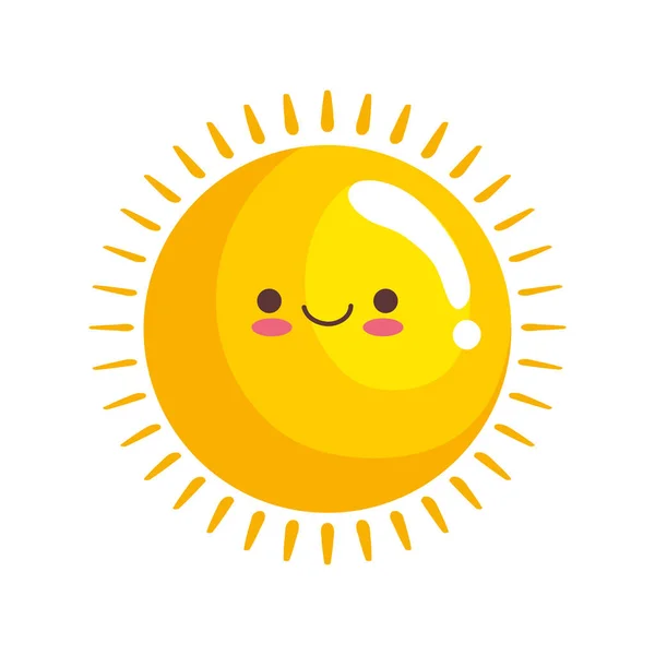 Leuke zon sticker kawaii karakter pictogram — Stockvector