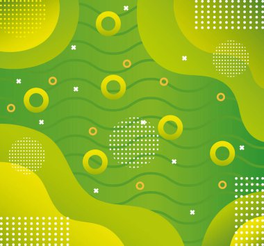 Çemberli yeşil memphis soyut arkaplanı