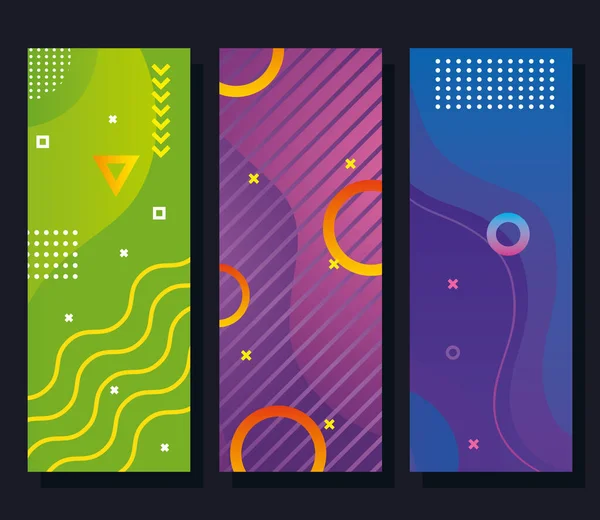 Три набір кольорів мехіс абстрактний фон зі змішаним — стоковий вектор