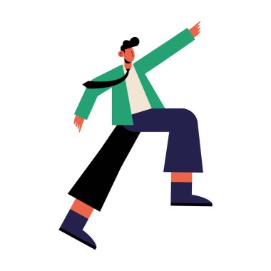 Kravat vektör tasarımlı adam çizgi filmi