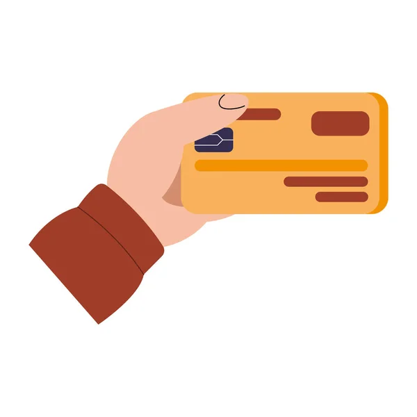 Hand holding debit card vector design — Stock Vector
