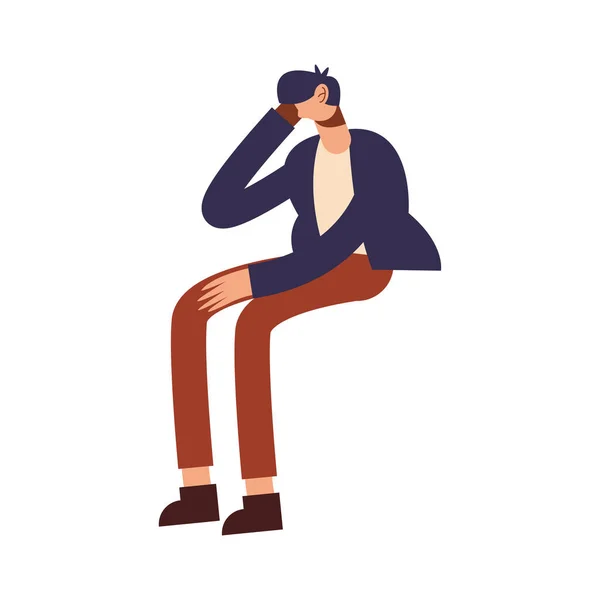 Man cartoon sitting with headache vector design — Stock Vector